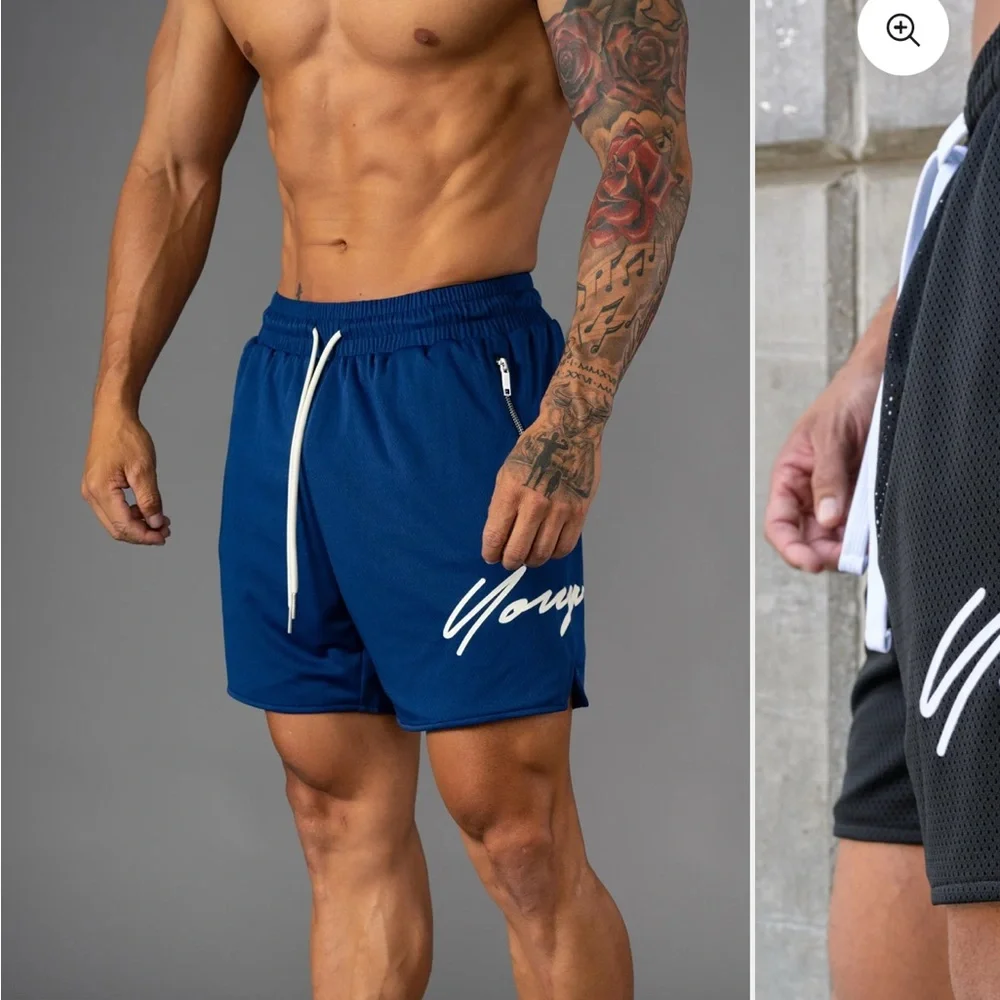 YoungLA Black Athletic Shorts with White Drawstring - Picture 7 of 7